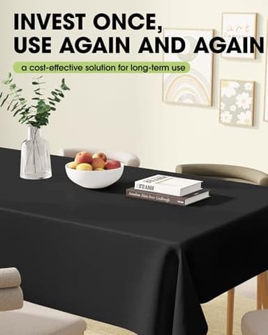 Pureegg Rectangle Table Cloth 60" x 102" – Durable Polyester Tablecloth Offers Reusable & Washable Protection, Ideal for Outdoor Party, Picnic, Wedding, Banquet and Birthday, 2 Pack, Black - Image 8