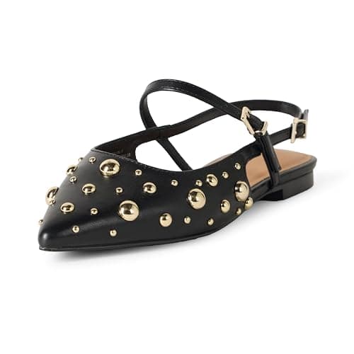The Drop Women's Tammie Pointed Toe Flat, Black Studded, 8.5 - Image 1