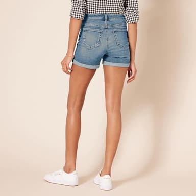 Amazon Essentials Women's Mid-Rise Slim Fit 4" Denim Shorts, Medium Wash, 6 - Image 3