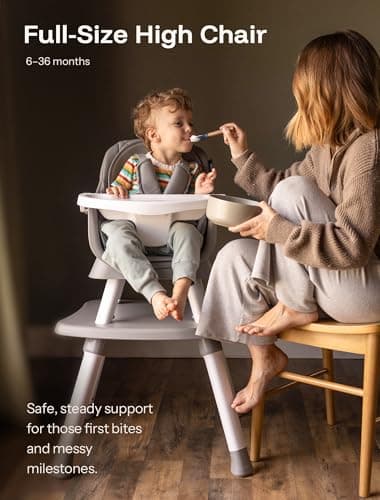 HARPPA 6 in 1 Baby High Chair, Convertible Infant Feeding Chair for Babies & Toddlers Table, Dining Booster Seat with Removable Tray, Grey - Image 2