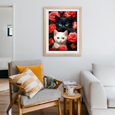 SDYJQ Cat Diamond Art Kits for Adults, Diamond Painting Rose Kits for Adults Beginner, Diamond Arts and Crafts for Home Wall Decor and Gift 12x16 Inch - Image 4