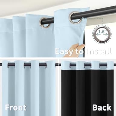 BGment Baby Blue 100% Blackout Curtains for Nursery Bedroom 72 Inch Length 2 Panels, Thermal Insulated Full Light Blocking Grommet Noise Cancelling Window Curtains for Kids Room, 42 Inch Wide Each - Image 6