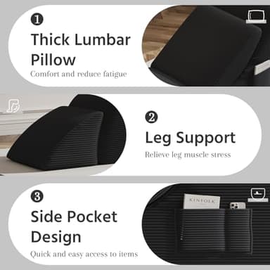 WHGBJA Yoga Chair, Lounge Chair for Yoga with Side Pocket&Lumbar Pillow&Ottoman, for Stretching, Relaxation - Image 5
