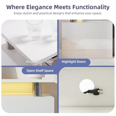 oneinmil Fireplace TV Stand with 36" Electric Fireplace,LED Light Entertainment Center,2 Tier TV Console Stand for TVs Up to 80",Fireplace for The Living Room TV Stand,White - Image 8