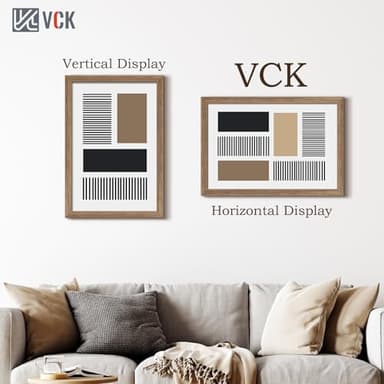 VCK 16x24 Frame 5 Pack - Brown Walnut, Natural Textured Solid Wood Poster Picture Frame, Wall Mounting Hanging - Image 6