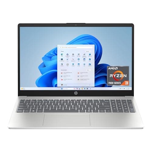 HP 15.6 inch Laptop, HD Touchscreen Display, AMD Ryzen 3 7320U, 8 GB RAM, 256 GB SSD, AMD Radeon Graphics, Windows 11 Home, Natural Silver, 15-fc0399nr - Image 1