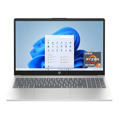 HP 15.6 inch Laptop, HD Touchscreen Display, AMD Ryzen 3 7320U, 8 GB RAM, 256 GB SSD, AMD Radeon Graphics, Windows 11 Home, Natural Silver, 15-fc0399nr - Image 1