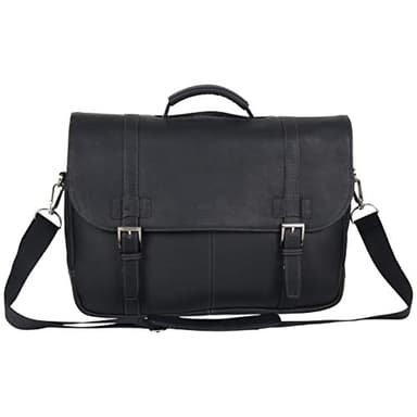 Kenneth Cole REACTION Show Business 16" Colombian Leather Business Laptop Portfolio Messenger Bag, Black - Image 3
