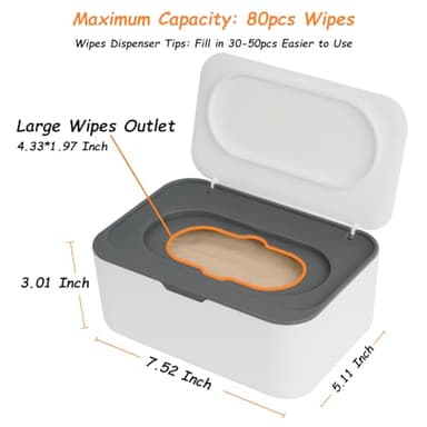 Wipes Dispenser, Wipe Holder for Baby & Adult, Seposeve Refillable Wipe Container, Keeps Wipes Clean. Non-Slip, Easy Pull Wipes Pouch Case, (Grey) - Image 6