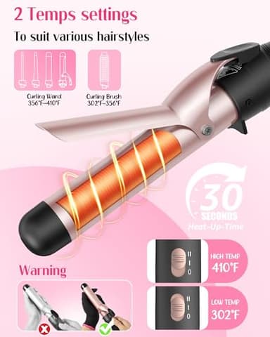 ANIEKIN 5 in 1 Curling Iron Set, Fast Heat Up Curling Wand from 3/8 to 1 1/4 Inch and a Thermal Brush Come with, Dual Voltage Hair Curler for Women All Hair Types and Travel Use, Gifts for Women - Image 5