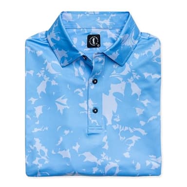 U Suck at Golf Men’s Golf Polo - Dry Fit Golf Polo Shirts for Men - High Performance Golf Club Apparel Company (Floral Camo Baby Blue, 3XL) - Image 1