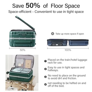 Hanke 24 Inch Checked Luggage Front Opening Rolling Suitcase Hard Sided Luggage with Spinner Wheels Travel Luggagefor Woman Men.(Dark Green) - Image 3