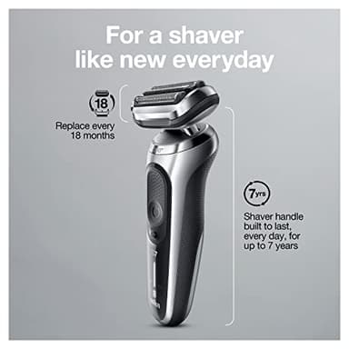 Braun Series 7 7032cs Flex Electric Razor for Men, Wet & Dry, Electric Razor, Rechargeable, Cordless Foil Shaver with Beard Trimmer and Charging Stand, Silver - Image 9