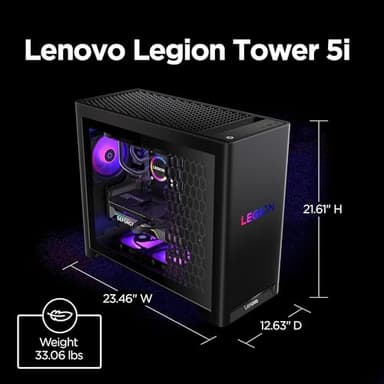 Lenovo Legion Tower 5i – AI-Powered Gaming PC - Intel® Core Ultra 7 265F Processor – NVIDIA® GeForce RTX™ 5060 Ti Graphics – 16 GB Memory – 1 TB Storage – 3 Months of PC GamePass - Image 9