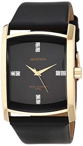 Armitron Men's Genuine Crystal Accented Leather Strap Watch - Image 1