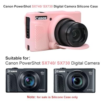 Elonbo Soft Silicone Case for Canon PowerShot SX740 / SX730 Digital Camera, Canon SX740 HS / SX730 Camera Rubber Protective Cover, Anti-Scratch Skin Sleeve with Detachable Lens Cover, Smoky Pink - Image 2