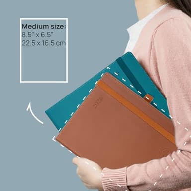 POPRUN 2026 Planner (Medium - 6.5'' x 8.5'') - 2026 Weekly Calendar ((Jan. 2026 - Dec. 2026) with Hourly Time Slots, Weekly/Monthly Appointment Book for Time Management - Leather Soft Cover - Night Sky Blue - Image 2