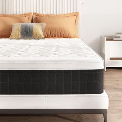 Z-hom Mattress Full Size, 10 Inch Hybrid Euro Top Bed in a Box, Individually 5-Zone Pocketed Spring Mattress for Pressure Relief & Motion Isolation, Plush Foam Innerspring, Black - Image 1