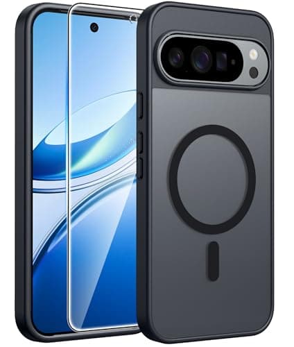 FNTCASE for Google Pixel 10 & 10 Pro Case: for Pixel 9 & 9 Pro Case | Magnetic Matte Shockproof Rugged Translucent Phone Cover - Military Grade Drop Proof Sturdy Slim Protective Cases (6.3 inch/Black) - Image 1