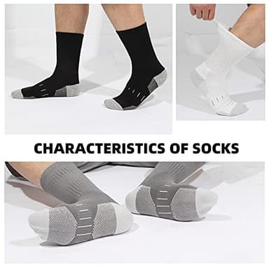 BUDERMMY Men's Cotton Moisture Wicking Heavy Cushion Crew Work Socks,6-12, 6Pairs (US, Numeric, 9, 12, Regular, Tall, black 1) - Image 5