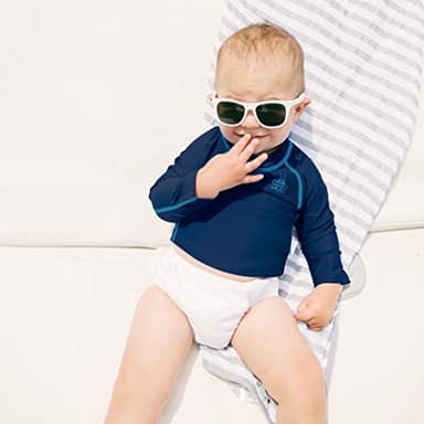 i play. by green sprouts Reusable, Eco Snap Swim Diaper with Gussets, UPF 50, White, Patented Design, STANDARD 100 by OEKO-TEX Certified 6 mo - Image 3