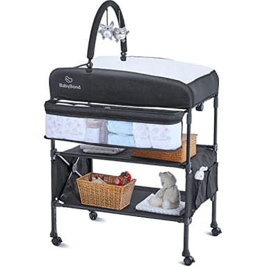 BabyBond Portable Baby Changing Table, Foldable Changing Table Dresser Waterproof Diaper Changing Table Height Adjustable Changing Station for Infant and Newborn(Grey) - Image 1