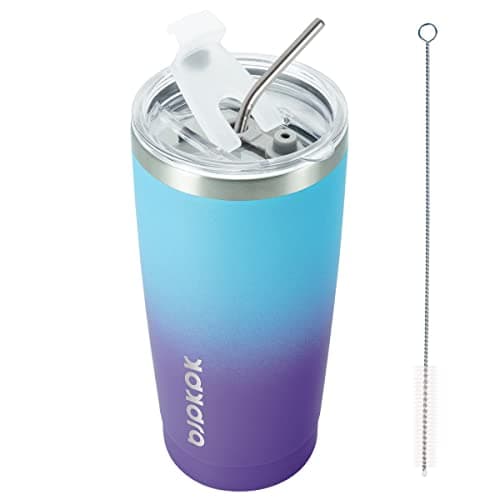 BJPKPK 20 oz Stainless Steel Vacuum Insulated Tumblers with Lids and Straw Reusable Travel Water Mug Double Wall Coffee Cup for Women and Men,Ocean Dream - Image 1