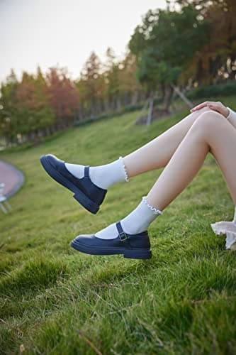 AMHRLINGTO Cute Ruffle Ankle Socks for Women - Soft Cotton Knit Lettuce Low Cut Frilly Crew Socks (White-3 Pairs-Low Cut) - Image 3