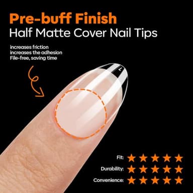 modelones Extra Short Almond Nail Tips, Pre-shaped Tips x Gel Soft Fake Nails False Acrylic Clear Full Cover Press on Extension Kit x Gel Manicure DIY at Home 216PCS 12Sizes - Image 4
