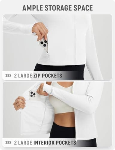 baleaf Women's SPF Sun Shirts UV Protection UPF 50+ Full Zip Jacket Lightweight Quick Dry Long Sleeve Clothing Ultra White S - Image 4