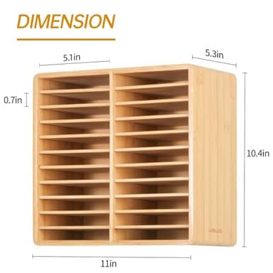 walowalo Marker Organizer Hold 176 Markers Birthday Gifts Bamboo Pen Holder Art Supply Pencil Storage Organizer with 22 Compartments All-in-One Marker Storage for Home Office Desk Classroom - Image 8