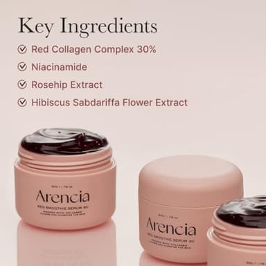 Arencia Overnight Red Smoothie Face Mask Serum, Glowing & Soothing with 30% red collagen, Niacinamide, Peptide, Vitamin E - Image 4