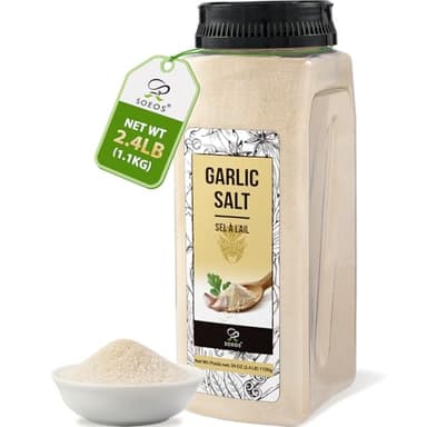 Soeos Garlic Salt 38.8 Ounce(1.1 kg), Bulk Garlic Salt Seasoning, Non GMO, Gluten Free, Ideal for Adding Flavor to Soups, Breads, Vegetables, Meats and More - Image 1