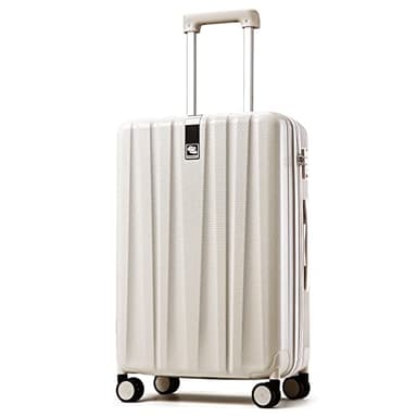 Hanke 24 Inch Luggage Suitcases With Spinner Wheels Lightweight PC Hard Shell Rolling Suitcase With Travel Lock,Checked-Medium 24-Inch(Ivory White) - Image 1