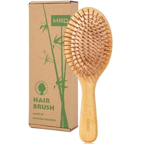MRD Hair brush, Natural Bamboo Paddle Detangling Hairbrush, Massage Scalp Thick/Thin/Curly/Dry Hair For Women & Men - Image 1