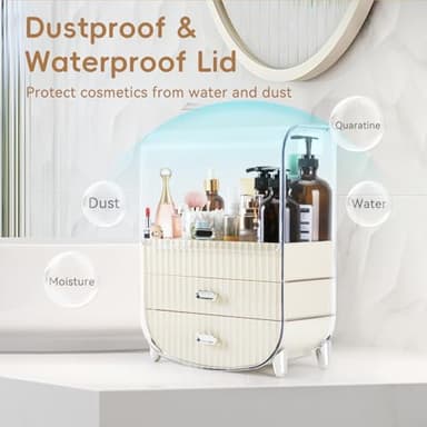 VUSIGN Makeup Organizer, Cosmetics Skincare Organizers with 3-Layer Storage Box and Transparent Cover, Vanity Organizer Countertop for Bathroom, Dresser, Ideal Gifts for Women, White - Image 6