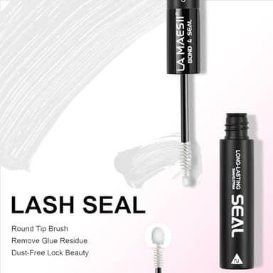 LA MAESII Lash Cluster Glue,Lash Bond and Seal Waterproof,Bond & Seal Lash Glue for Eyelash Cluster,Black Long-Lasting 72H Latex Free(10ml) - Image 3