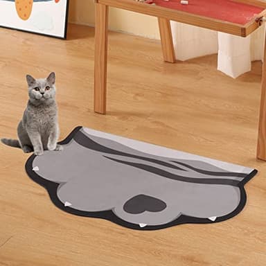 Stiio - Cat Food Mat, Rubber Backed Pet Feeding Mat for Floor Non-Slip Waterproof Dog Water Bowl Tray, Easy to Clean Pet Placemat, Grey 17x28 inches - Image 1