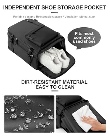 WONHOX Travel Backpack Women,Carry On Backpack Flight Approved 18x14x8 inches Bag Spirit Airlines Personal ltem,College Sports Hiking Rucksack Waterproof Casual Daypack Laptop Blackpack Men,Black - Image 6