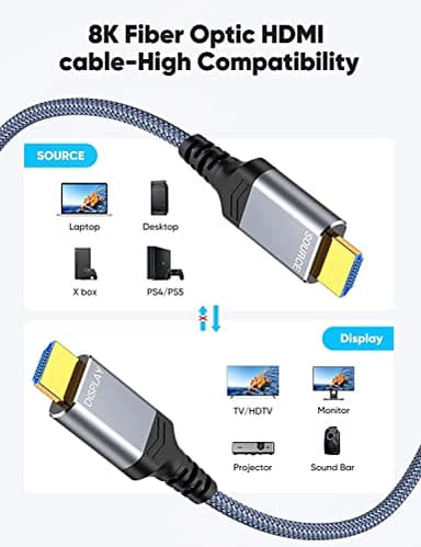 Highwings 8K60HZ HDMI Fiber Optic Cable 2.1 330FT Long, Unidirectional 48Gbps High Speed HDMI Cord 4K120Hz HDCP Compatible for Monitor Roku - Image 7