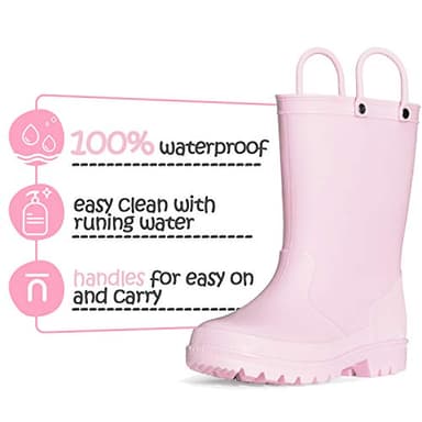 K KomForme Kids Girls & Boys Rain Boots with Easy-on Handles Waterproof Outdoors - Image 3
