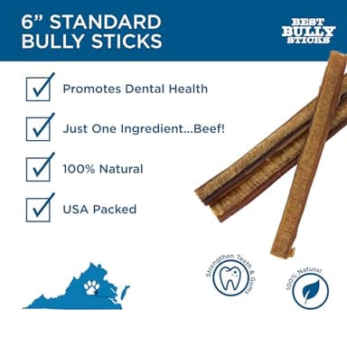 Best Bully Sticks 6 Inch Bully Sticks - 25 Count (Pack of 1) - All-Natural, Easily Digestible, 100% Grass-Fed, Grain and Rawhide Free - Image 2