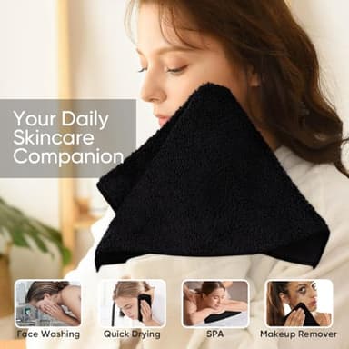 HOMEXCEL Black Washcloths 24 Pack, Highly Absorbent and Soft Microfiber Face Towel, Makeup Remover Towels, Multi-Purpose Wash Cloths for Bathroom, Hotel, Spa, Gym, and Kitchen, 12x12 Inch - Image 3