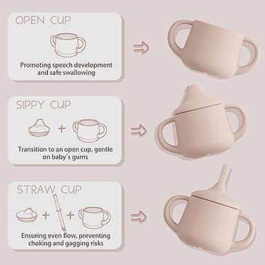 Moonkie Silicone Baby Sippy Cups | 3 Stages Training Cup Straw Cup for Infants Toddlers and Kid | 4 oz 2Pack - Image 3