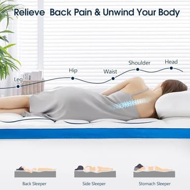 Twin Mattress Topper, CYMULA Cooling Mattress Pad Cover PillowTop for Dorm College Bed Hospital Back Pain, Extra Thick Mattress Protector Firm Soft Floor Fill with 8-21 Inch Deep Pocket, 39"x75"White - Image 4