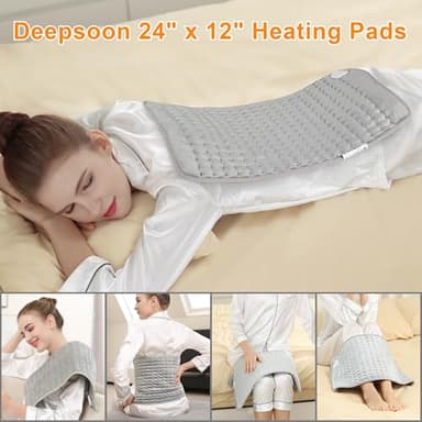 Heating Pad,Electric Heating Pads for Back,Neck,Abdomen,Moist Heating Pad for Shoulder,Knee,Arms,Legs,Dry/Moist Heat & Auto Shut Off,Birthday Gifts for Men and Women(Light Gray, 24''×12'') - Image 2