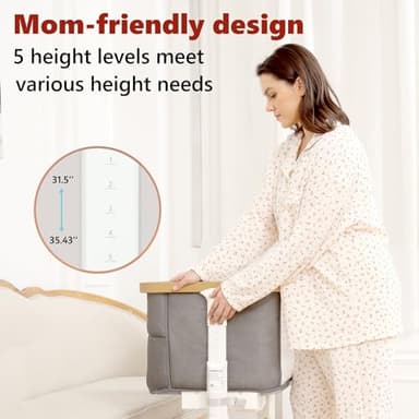 VaVaSoo Rocking Bassinet for Baby Electric Automatic Bedside Sleeper Rocks Itself 3 Motion Auto Rolling Newborn Cradle 5 Height Adjustable with Music, Wheels, Storage, Dark Grey - Image 7