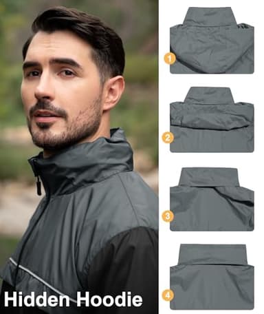 SWISSWELL Mens Rain Jacket Waterproof Windbreaker Hidden Hooded Lightweight Breathable Rain Coat for Golf Hiking Cycling - Image 3