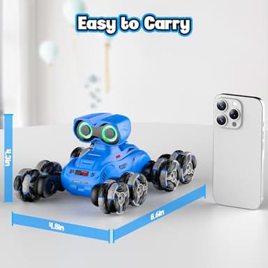 LNNKINE Robot Toys, 8-Wheel Stunt Remote Control Car with Auto-Demonstration, 360° Rotation, LED Eyes, Music, 2.4Ghz, All Terrain Rc Cars, Remote Control Car for Boys 4-7 6-8 8-12 - Image 7