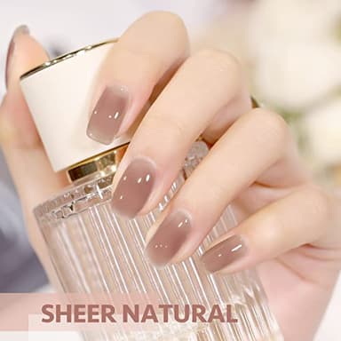 GAOY Jelly Brown Gel Nail Polish, 16ml Sheer Natural Translucent Color 1004 UV Light Cure Gel Polish for Nail Art DIY Manicure and Pedicure at Home - Image 3